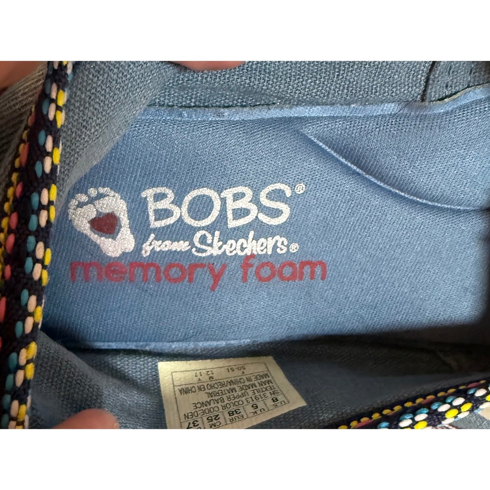 Skechers BOBS‎ Womens Blue Denim Slip On Alpargata Flats Memory Foam Size 8 - Picture 5 of 6